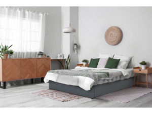 Letto matrimoniale in PVC "Ava" con contenitore - 140 x 190 cm - Grigio 2