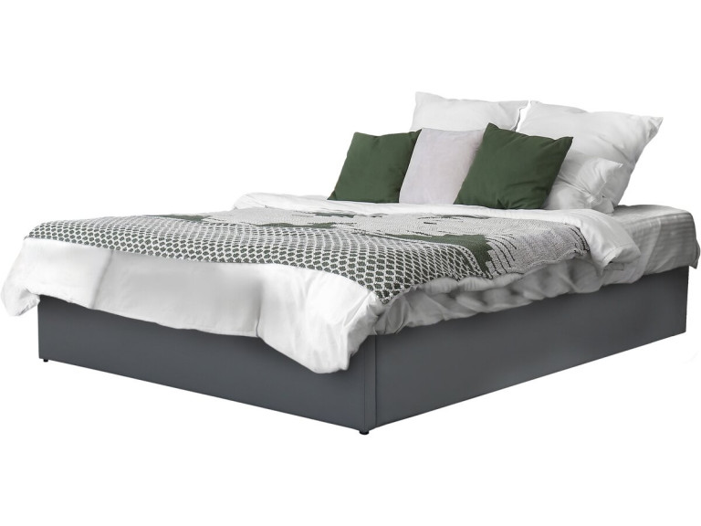 Letto matrimoniale in PVC "Ava" con contenitore - 160 x 200 cm - Grigio