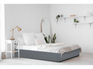 Letto singolo con contenitore in PVC "Ava" - 90 x 190 cm - Grigio 2