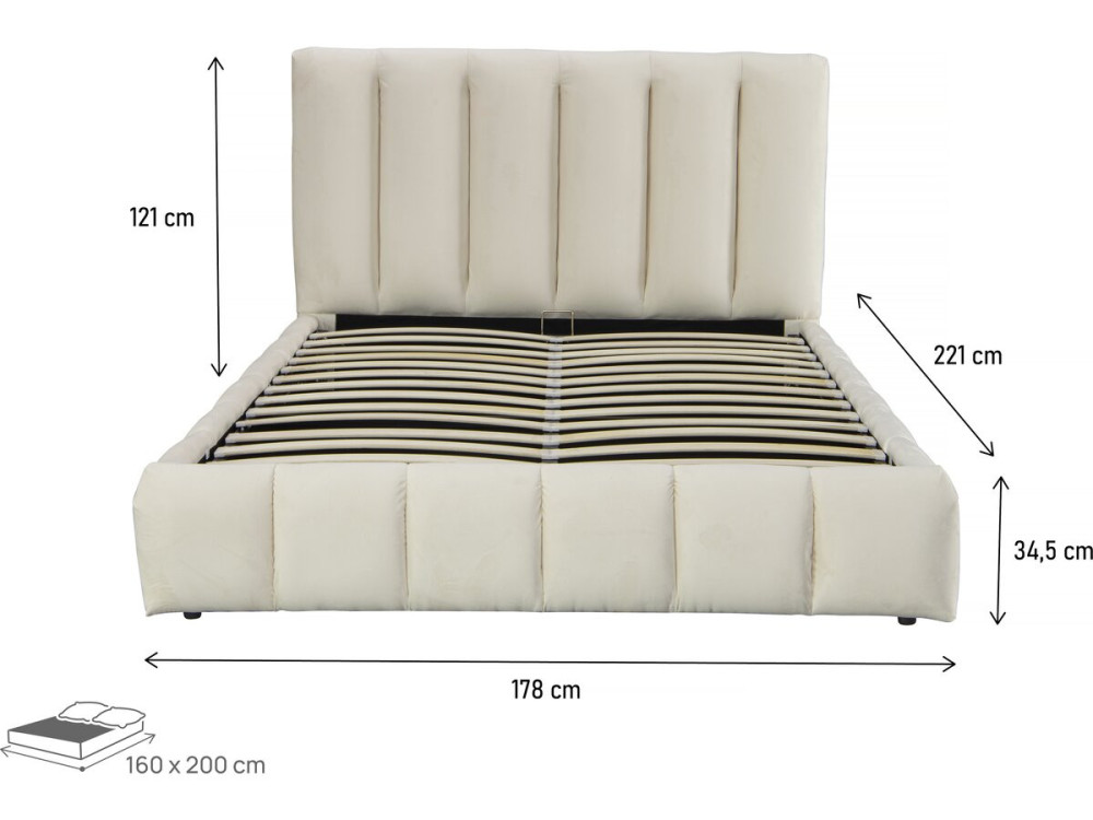 Letto "Annie" con cassettone 160 x 200 cm - Beige