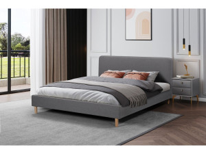 Letto matrimoniale in tessuto "Louise" - 140 x 190 cm - Grigio 2