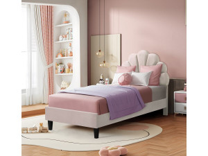 Letto a conchiglia in velluto "Manon" - 90 x 190 cm - Beige 2