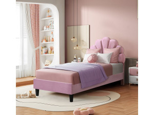 Letto a conchiglia in velluto "Manon" - 90 x 190 cm - Rosa 2