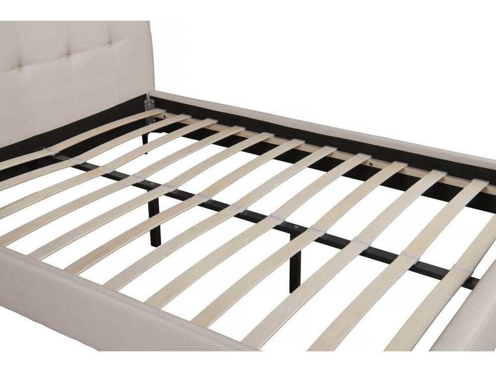 Letto matrimoniale in tessuto imbottito "Aspen" da 140 x 190 cm - Beige