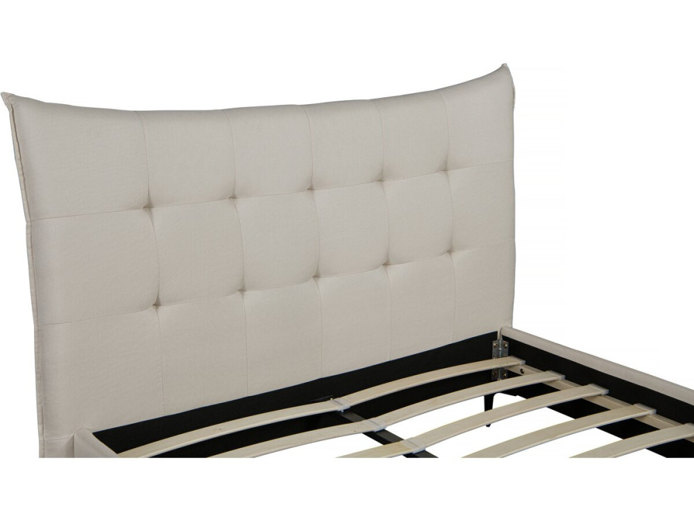 Letto matrimoniale in tessuto imbottito "Aspen" da 140 x 190 cm - Beige