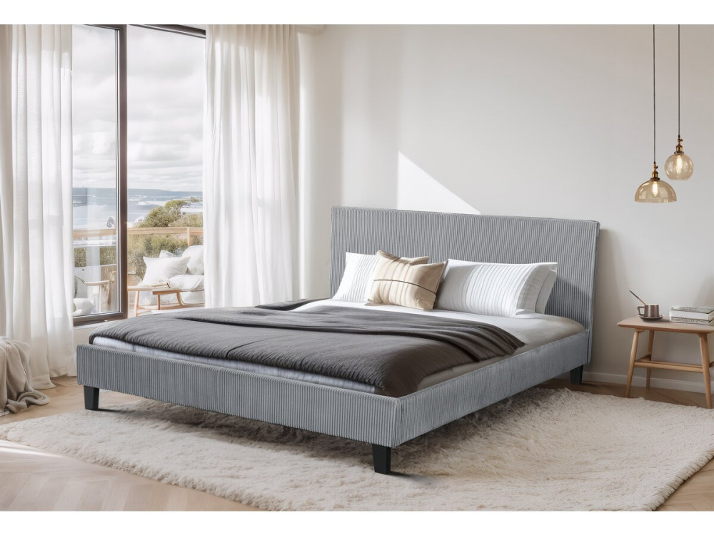 Letto in velluto a coste “Ambre” - 140 x 190 - Grigio