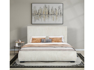 Letto matrimoniale in velluto a coste "Montana" - 180 x 200 cm - Beige 2