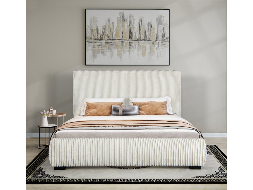 Letto matrimoniale in velluto a coste "Montana" - 180 x 200 cm - Beige