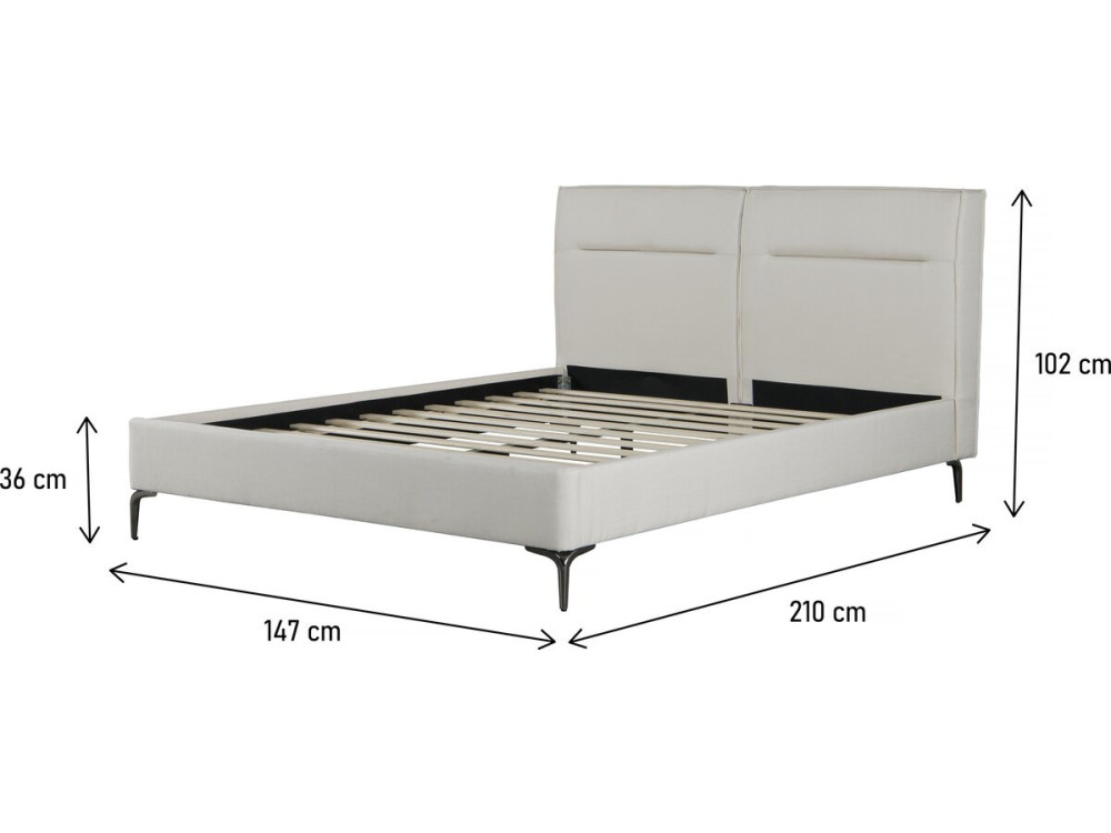 Letto matrimoniale in tessuto di design "Moritz" - 140 x 190 cm - Beige