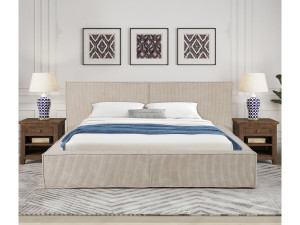 Letto con contenitore in velluto a coste "Courchevel" - 160 x 200 cm - Beige 2