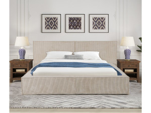 Letto con contenitore in velluto a coste "Courchevel" - 180 x 200 cm - Beige 2
