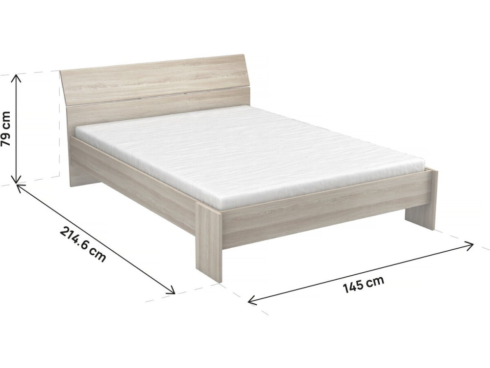 Lit Double en bois "Pricy" - 140 x 200 cm - Beige