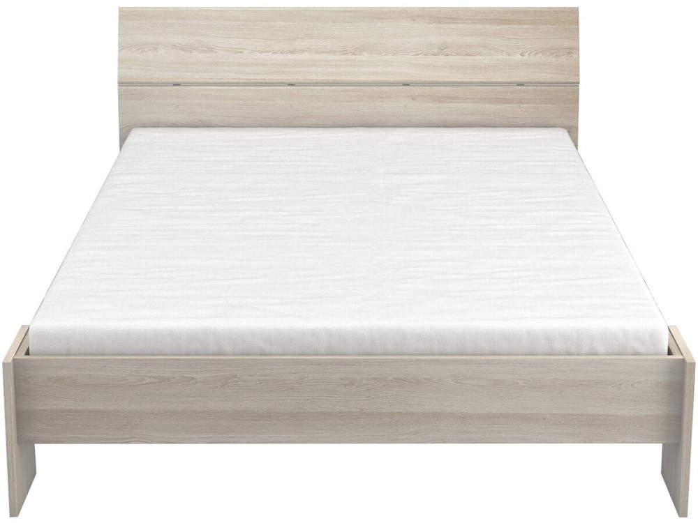 Lit Double en bois "Pricy" - 140 x 200 cm - Beige