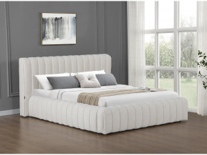 Letto matrimoniale in tessuto "Tignes" con contenitore - 160 x 200 cm - Beige 2