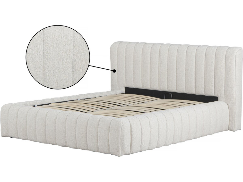 Letto matrimoniale in tessuto "Tignes" con contenitore - 160 x 200 cm - Beige