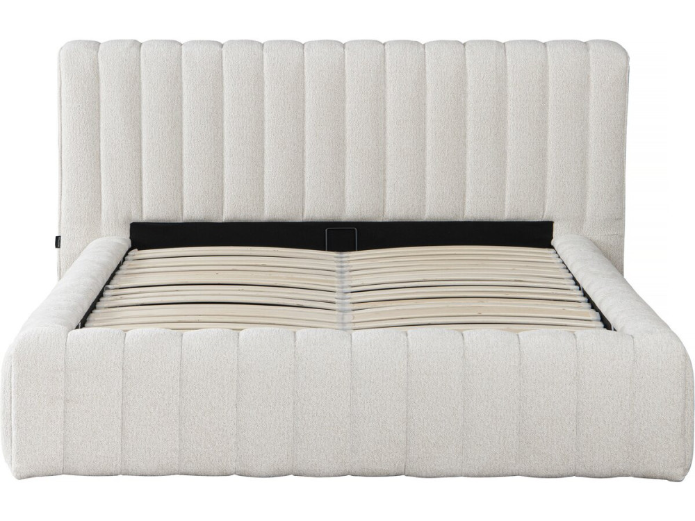 Letto matrimoniale in tessuto "Tignes" con contenitore - 160 x 200 cm - Beige