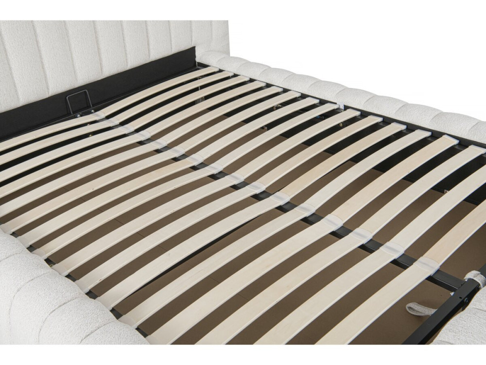 Letto matrimoniale in tessuto "Tignes" con contenitore - 160 x 200 cm - Beige