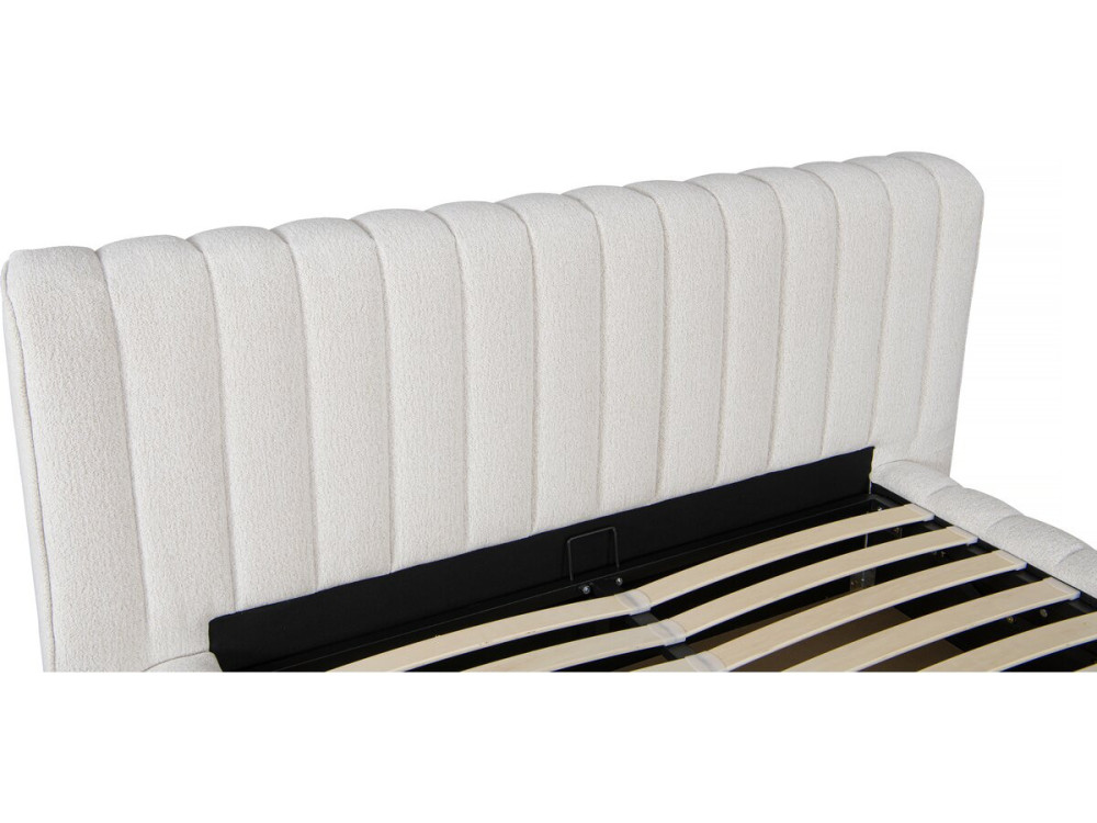 Letto matrimoniale in tessuto "Tignes" con contenitore - 160 x 200 cm - Beige