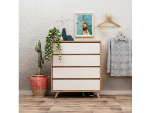Cassettiera in legno "Suvera" - 70 x 40 x 86 cm - Beige 2