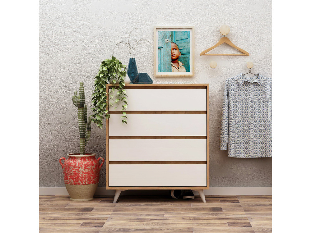 Cassettiera in legno "Suvera" - 70 x 40 x 86 cm - Beige
