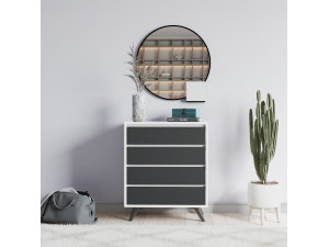 Cassettiera in legno "Suvera" - 70 x 40 x 86 cm - Bianco 2