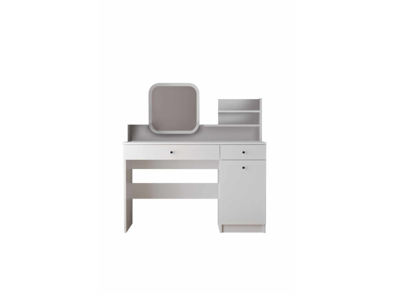 Comodino "Harmony Square" con specchio in legno - 124 x 40 x 135 cm - Bianco