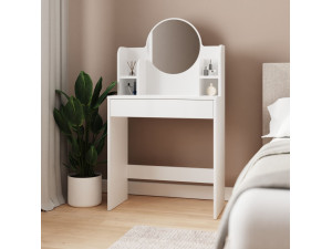 Tavolino da toilette "Idis" con specchio in legno - 75 x 35 x 135 cm - Bianco 2