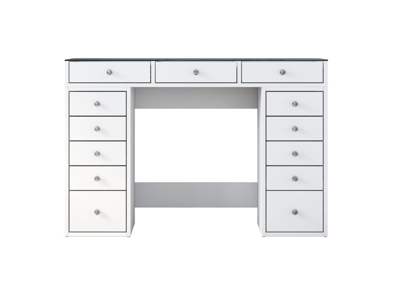 Comodino "Sina" con cassetti in legno incorporati - 120 x 44 x 80 cm - Bianco