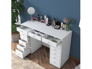 Comodino "Sena" con cassetti in legno incorporati - 120 x 44 x 82 cm - Bianco 2