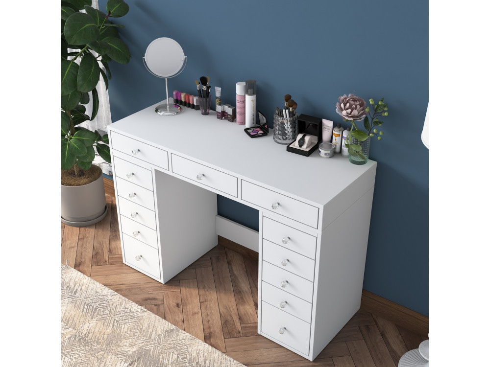 Comodino "Sena" con cassetti in legno incorporati - 120 x 44 x 82 cm - Bianco