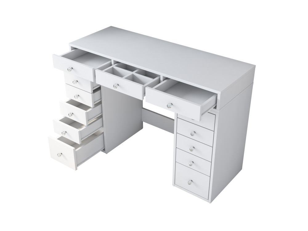 Comodino "Sena" con cassetti in legno incorporati - 120 x 44 x 82 cm - Bianco