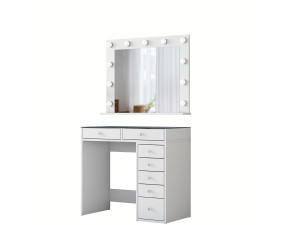 Tavolino da toilette "Kona" con specchio in legno - 90 x 44 x 80 cm - Bianco