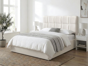 Testiera a bolle in tessuto spesso "Alpe d'Huez" - 140 cm - Beige 2
