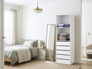 Armadio "Opéra" con 5 cassetti e 2 ripiani - 60 x 45 x 180 cm - Bianco 2