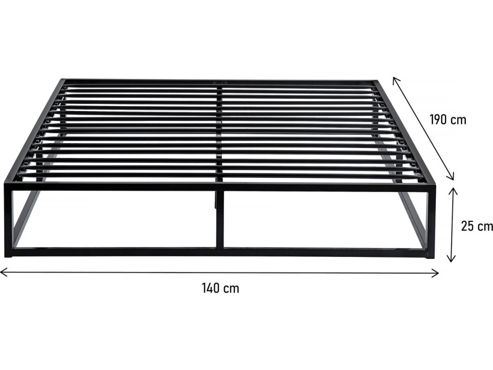 Struttura letto in metallo 140 x 190 - Nero