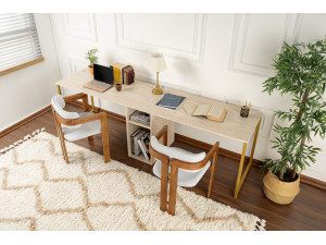 Scrivania in legno "Twin Study Desk" - 240 x 60 x 74 cm - TravertinOr 2