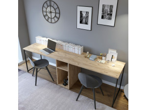 Scrivania in legno "Ikili Calisma" - 240 x 60 x 74 cm - Pino Atlantico Nero 2