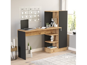Scrivania in legno "CT2" - 152 x 40 x 120 cm - Pino Atlantico Nero 2
