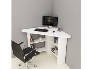 Scrivania "Corner" in legno - 80 x 80 x 73 cm - Bianco 2