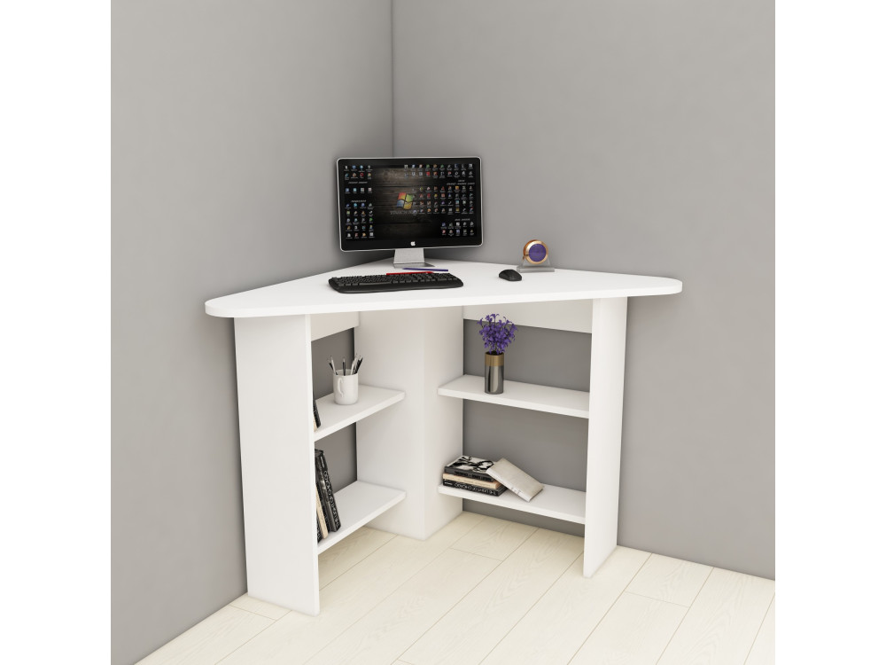 Scrivania "Corner" in legno - 80 x 80 x 73 cm - Bianco