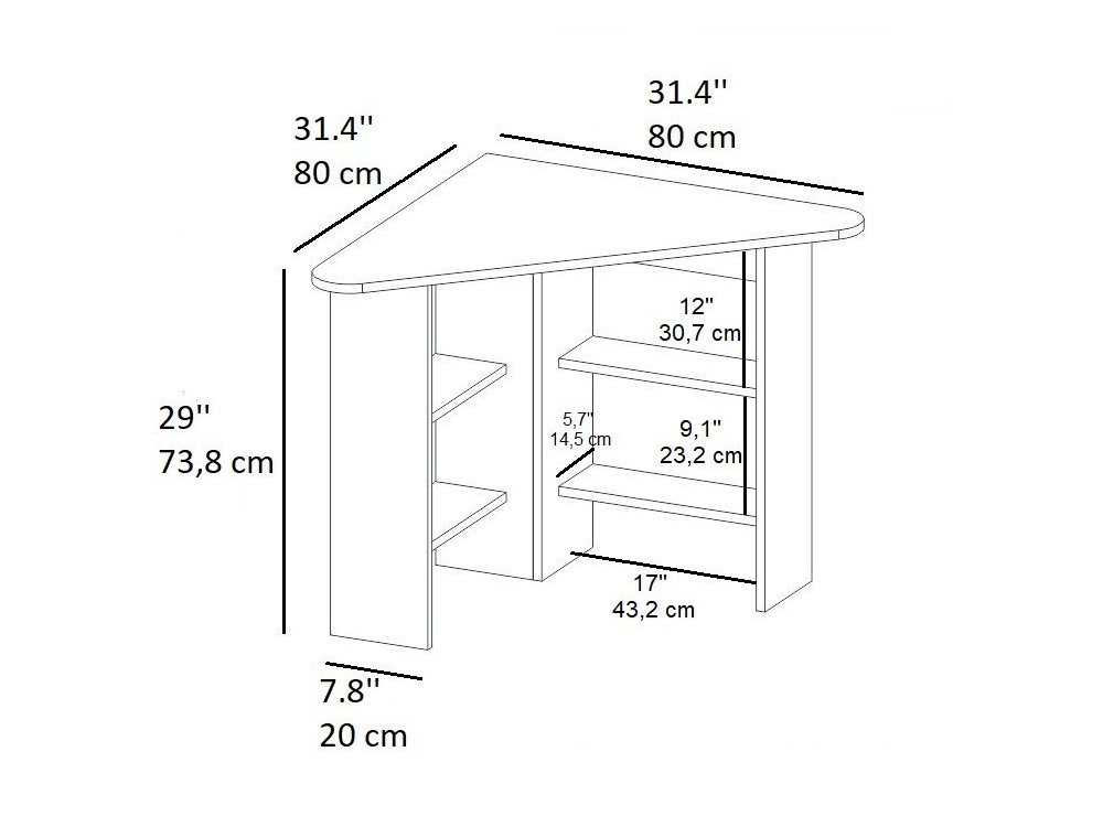 Scrivania "Corner" in legno - 80 x 80 x 73 cm - Bianco