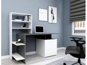 Scrivania in legno "Melis" - 146 x 60 x 128 cm - Bianco antracite 2
