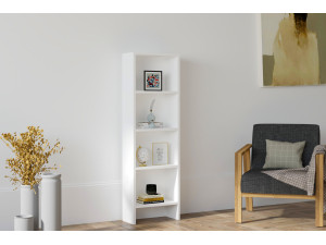 Libreria in legno "Barkin" - 40 x 19 x 150 cm - Bianco 2