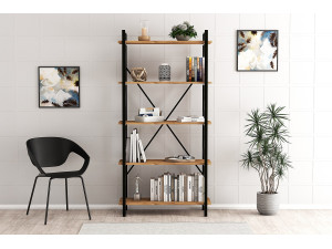 Libreria in legno "Nero" - 90 x 33 x 180 cm - Pino AtlanticoNero 2