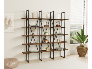 Libreria in legno "Beylerbeyi" - 160 x 26 x 160 cm - Noce canaletto 2