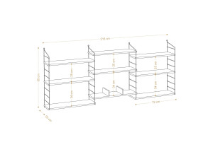 Libreria in legno "Laba" - 216 x 20 x 85 cm - Rovere