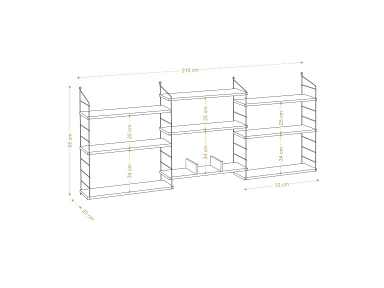 Libreria in legno "Laba" - 216 x 20 x 85 cm - Rovere