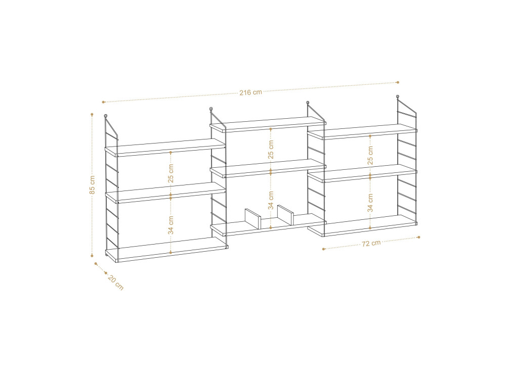 Libreria in legno "Laba" - 216 x 20 x 85 cm - Rovere