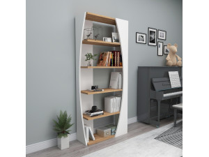 Libreria in legno "Selge" - 63 x 23 x 150 cm - Pino Atlantico Bianco 2