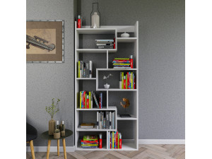 Libreria in legno "Kuttap" - 90 x 22 x 182 cm - Bianco 2